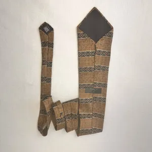 J Ferrar Vintage Silk Tie Men's Brown Geometrics Office Elegant Necktie Classic thumbnail 3