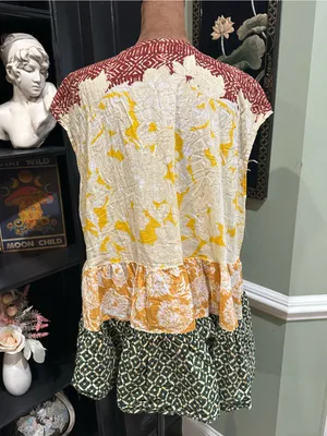 Free People “Gotta Have You” Tiered Tunic Top Multicolor Marigold Floral Print thumbnail 7