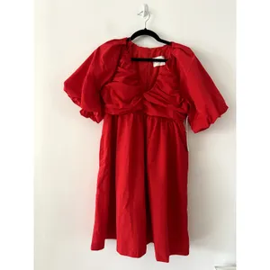 Hyacinth House Tuckernuck Courtney Red Mini Babydoll Dress NWT Size S thumbnail 4