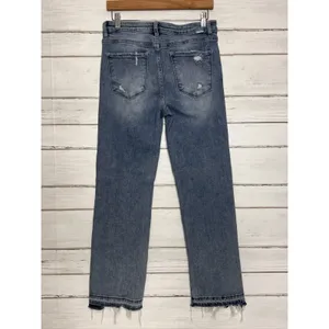 RISEN JEANS Size 29 Straight Leg High Rise Distressed Stretch Blue Denim thumbnail 3
