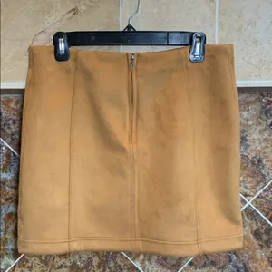 Shinestar Tan Faux Suede Mini Skirt Camel Brown Vegan Suede High Waisted Bottom thumbnail 2
