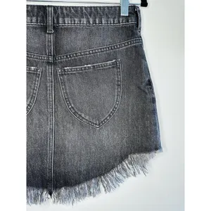 We‎ The Free People Black Denim Mini Skirt 25 Frayed Hem Rocker Festival Revival thumbnail 9