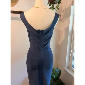 Herve Leger Quinn Washed Blue Bandage Off Shoulder Mini Dress Size Small thumbnail 6