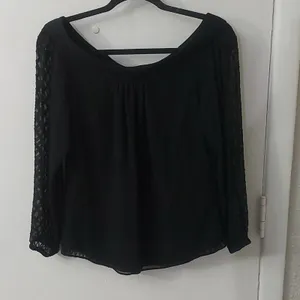 Versace Boatneck Blouse Black 42 (US Size 8/10 Medium) Quiet Luxury Classic Boho thumbnail 1