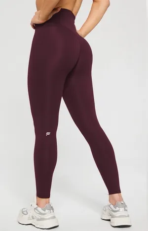 High-Waist Burgundy Seamless Leggings thumbnail 1