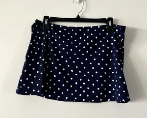 Tommy Bahama Blue White Polka Dot Mini Swim Coverup Skirt Size M thumbnail 1