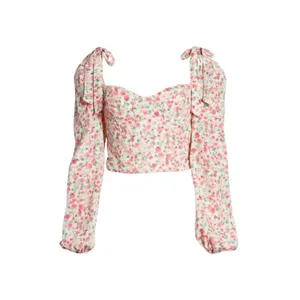 💕ASTR THE LABEL💕 Floral Tie Shoulder Long Sleeve Top ~ Pink Floral Print M NWT thumbnail 8