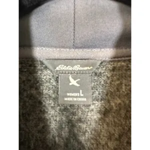 Eddie Bauer Grey Plaid Full Zip Fleece Sweater Women's Size Large thumbnail 3