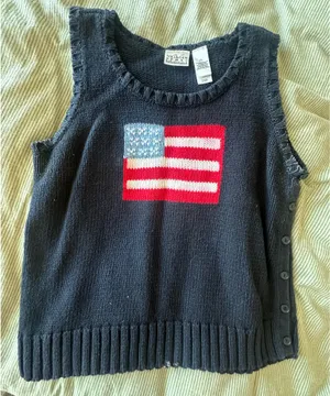 Vintage American Flag sleeveless sweater top thumbnail 2