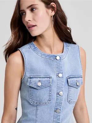 And Now This Denim Sleeveless Flyaway Vest Top Size Small thumbnail 3