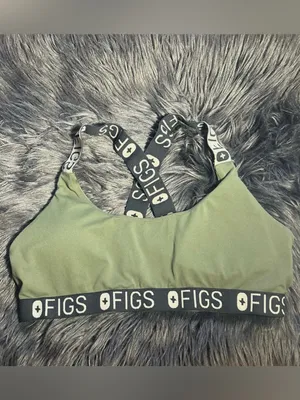 Figs 300 Performance Underscrub Olive Green Logo-Strap Sports Bra XL thumbnail 3