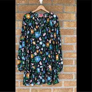 KATE SPADE NEW YORK KATE SPADE Floral Garden Tulip Dress In Black LARGE thumbnail 3
