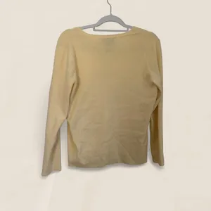Source Unknown Butter Yellow knit button sweater w/ neck tie detail Carolyn Bessette Kennedy L thumbnail 6