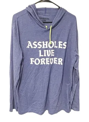 ALF A*sholes Live Forever Size XL Blue Hooded Pullover Lightweight Top‎ thumbnail 1