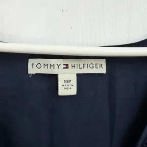 Tommy Hilfiger navy blue sleeveless embroidered hem zip casual knee dress small thumbnail 3