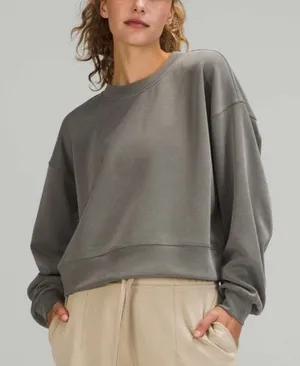 Lululemon Grey Sage Perfectly Oversized Cropped Crewneck Sweatshirt *Softstreme thumbnail 1