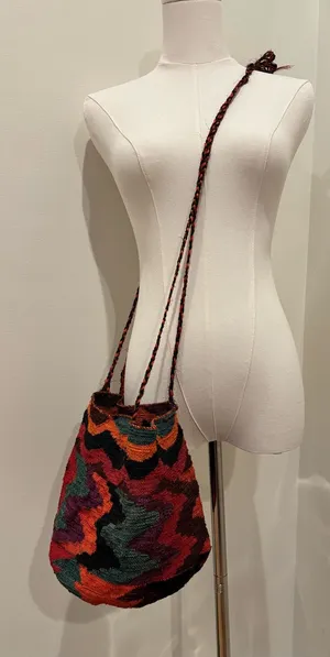 Free People Handwoven Bag Moroccan Kilim Colorful Basket Purse thumbnail 1