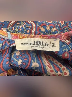 Natural Life Midi Dress Oversized Loose Paisley Boho Granola Hippie Size XL thumbnail 8