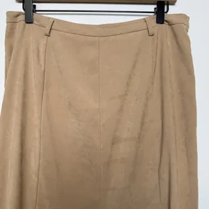 VTG 90s Women Suede Midi Skirt‎ 10 Tan Pleated Academia Western Boho Equestrian thumbnail 3