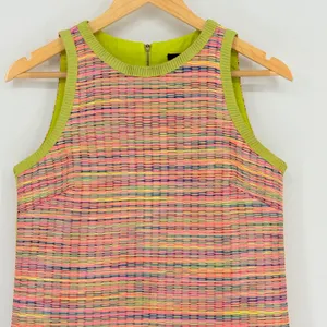 Alex Marie Tweed Shift Dress 4 Pink Lime Green Textured Sleeveless Stripe Knit‎ thumbnail 3
