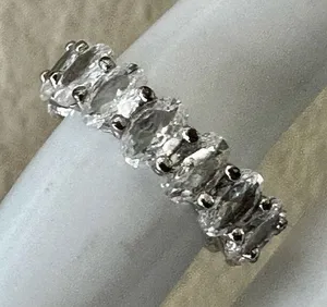 Oval CZ Eternity Band Ring Silver thumbnail 1