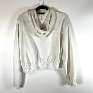 Aerie Womens Cropped Hoodie Sweatshirt Full Zip Pockets Size Medium White‎ thumbnail 7