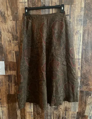 Ralph Lauren A Line Skirt Size 6 Brown Green Side Zipper Lined thumbnail 2