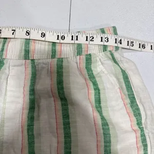 Old Navy High Rise Linen Blend Shorts Womens S Pull On Cuffed Green Multi Stripe thumbnail 8