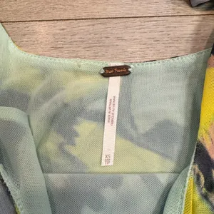Free People Avenue Tank Butterfly‎ Print Ruched Mesh Tie Strap Top XSmall XS thumbnail 3