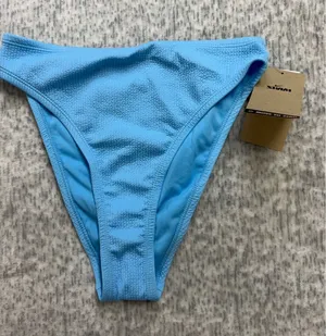 Nike Swim Womens High Waisted Bikini Bottoms Blue Textured NESSD234 Size M NEW‎ thumbnail 1