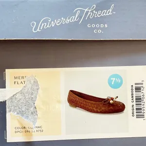 Universal Thread Merritt Woven Ballet Flats Cognac Brown Beaded Bow Size 7.5 thumbnail 7