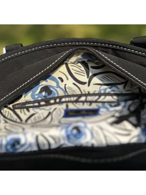 Vera Bradley Sausalito Quilted Handbag in Black Microfiber & Blue Stitch Detail thumbnail 5