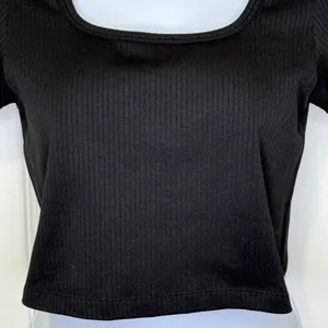 NWT PINK Victoria’s Secret Cropped Ribbed Short Sleeve Shirt Black Size Large thumbnail 5