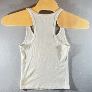 766 | NWOT Aerie Ribbed Embroidered Clover Racerback Tank Top White Womens Large thumbnail 2