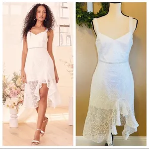 Lulus Today’s Your Day Lace MIDI Dress Sz L New with Tags Shower Bride Summer thumbnail 2