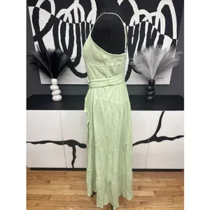 ASOS DESIGN Green Linen Blend Midi Dress Women's US 6 Belted Sundress Boho thumbnail 4