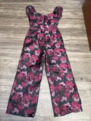 Lulus Floral Off Shoulder Wide Leg Jumpsuit Size L NWT thumbnail 2
