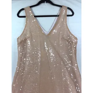 A New Day Women Rose Gold Sequin V-Neck Sleeveless Shift Mini Dress Size S NWT thumbnail 9