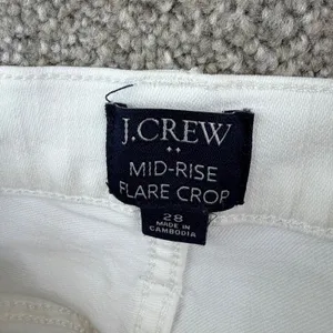 J.Crew Flare Crop Jeans Women 28 White Mid-Rise Raw Hem Coastal Preppy Denim thumbnail 4