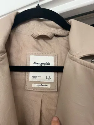 Abercrombie & Fitch Nude tan faux vegan leather moto biker jacket S thumbnail 6