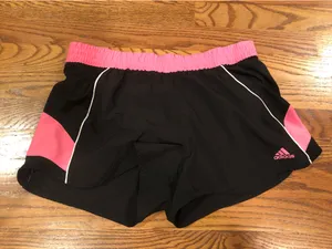 Adidas pink and black workout shorts thumbnail 1
