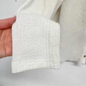 Urban Outfitters Out From Under White Waffle Knit Cardigan Sweater Womens M Raw Edge Boho Fall thumbnail 7