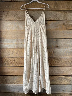 Reset by Jane Ivory Black Polka Dot Cotton blend jumpsuit Strappy Wide Leg Lined thumbnail 2