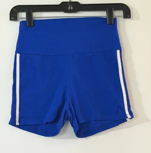 Bozzolo Cobalt Blue High-Waist Bike Shorts with White Side Stripes thumbnail 1