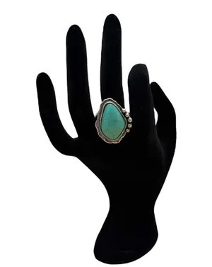 Turquoise Stone Stretch Ring Silver thumbnail 1