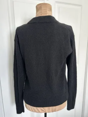 Quince Baby Alpaca Wool Diamond Stitch Crew Neck Sweater Black Size S thumbnail 10