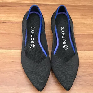 ROTHY’S The Point in Solid Black Ballet Flat Shoes Sustainable Knit Flats Size 8 thumbnail 2