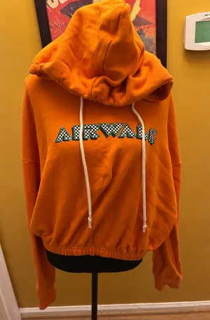Forever 21 X Airwalk Collab Orange Cropped Hoodie Size XL thumbnail 2