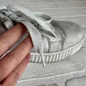 Gabor Platform Sneakers Womens 8 Silver Leather Metallic Lace Up Zip Comfort thumbnail 16