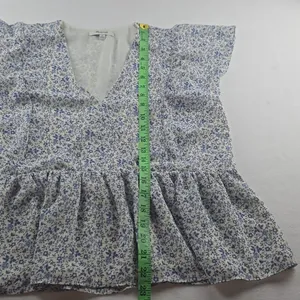 Madewell‎ -639 Georgette Ruffle-Sleeve Peplum Top in Americana Floral Medium thumbnail 7